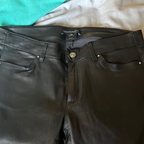 Super rare Ines and Marechal leather jeans with raw hem